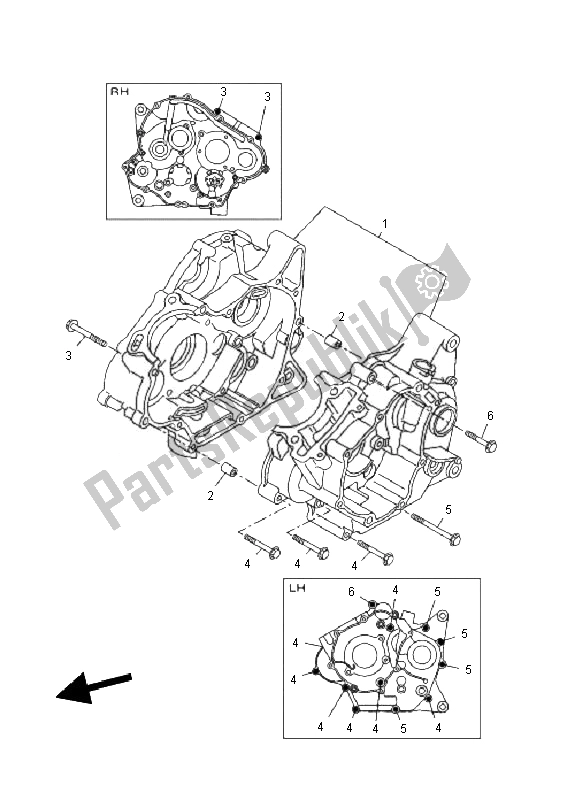 All parts for the Crankcase of the Yamaha WR 125R 2010