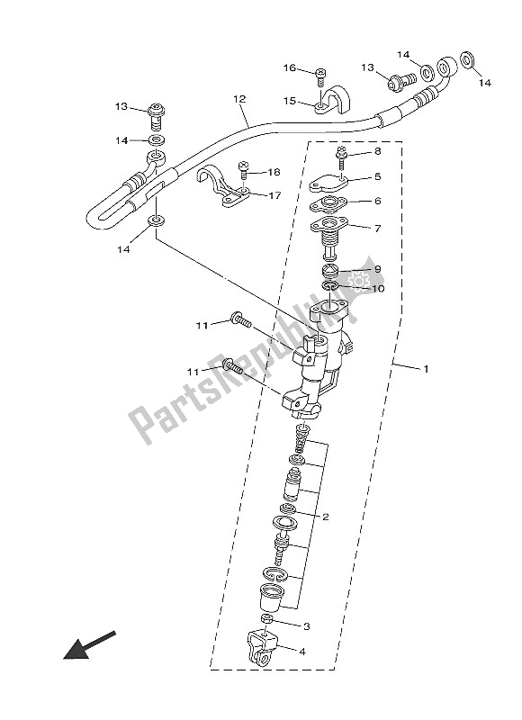 Tutte le parti per il Pompa Freno Posteriore del Yamaha YZ 125 2016