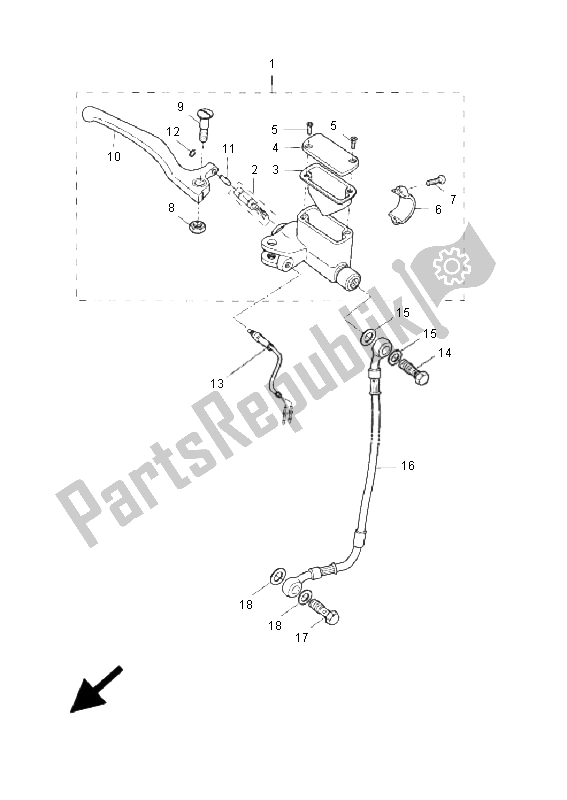 All parts for the Front Master Cylinder of the Yamaha YH 50 WHY 2005