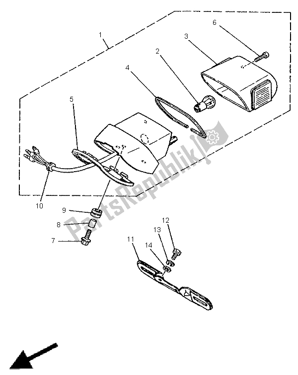 Toutes les pièces pour le Feu Arrière du Yamaha XV 125 Virago 1998