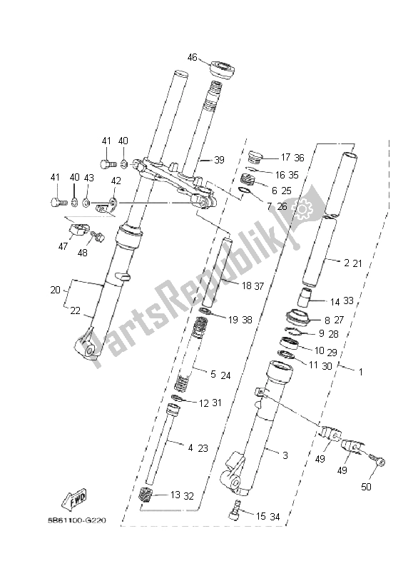 Tutte le parti per il Forcella Anteriore del Yamaha TT R 110E 2011