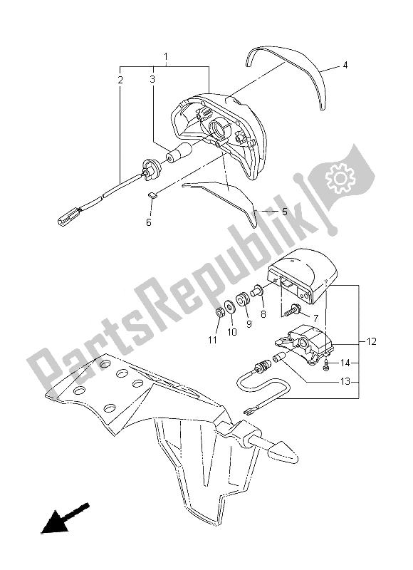 All parts for the Taillight of the Yamaha FZ8 N 800 2014