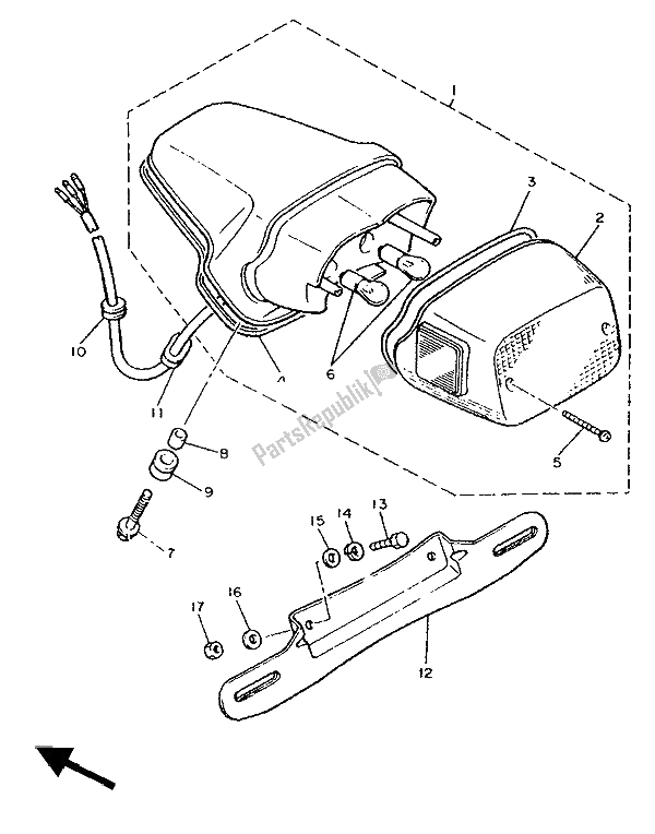 Toutes les pièces pour le Feu Arrière du Yamaha XV 1000 Virago 1986