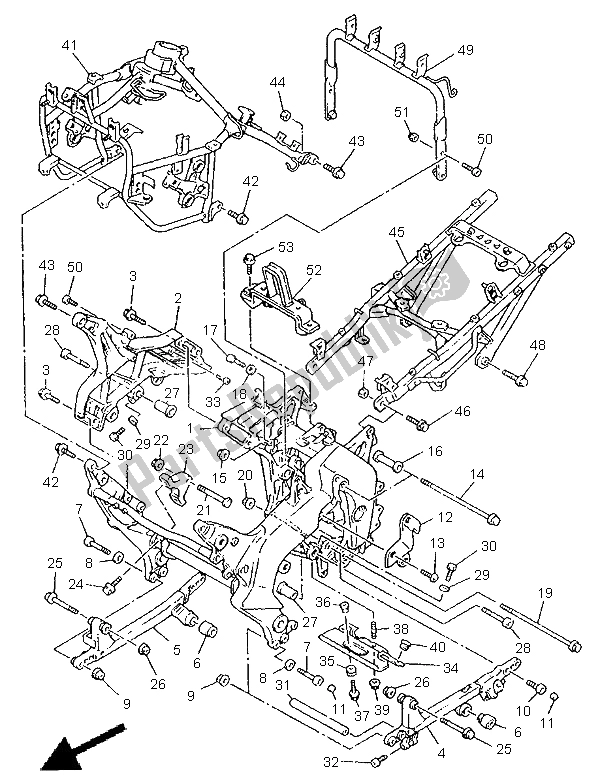 Alle onderdelen voor de Kader van de Yamaha GTS 1000 1998