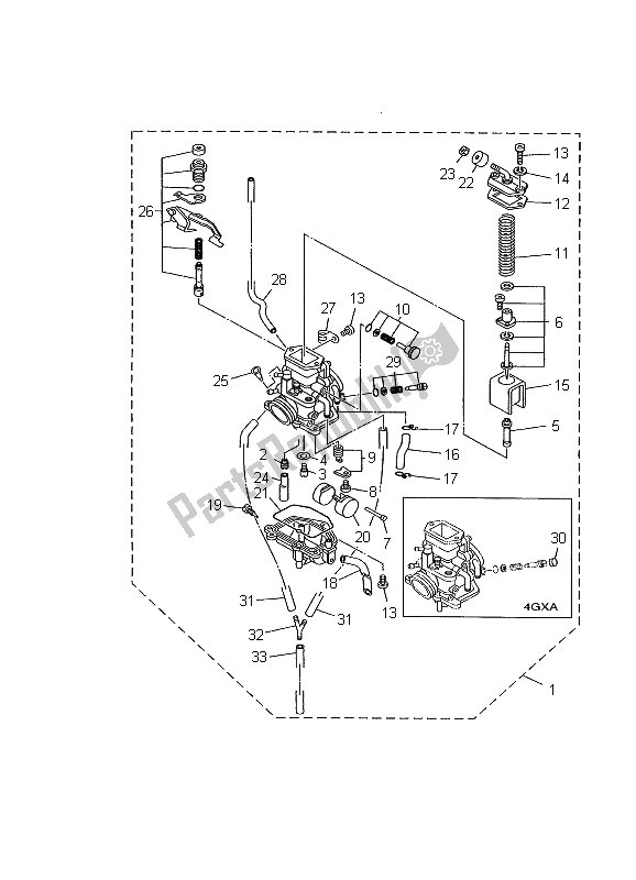 All parts for the Carburetor of the Yamaha TDR 125 2002