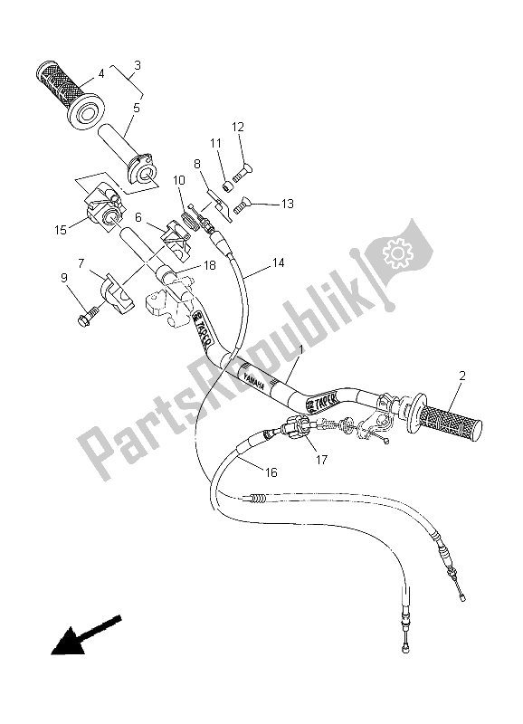 All parts for the Steering Handle & Cable of the Yamaha YZ 250 2012
