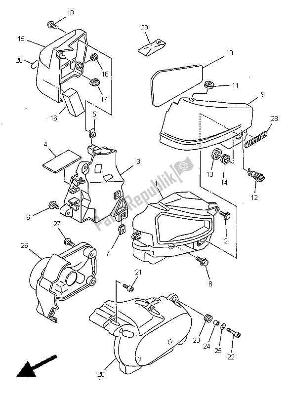 All parts for the Side Cover of the Yamaha XVS 650A Dragstar Classic 1998