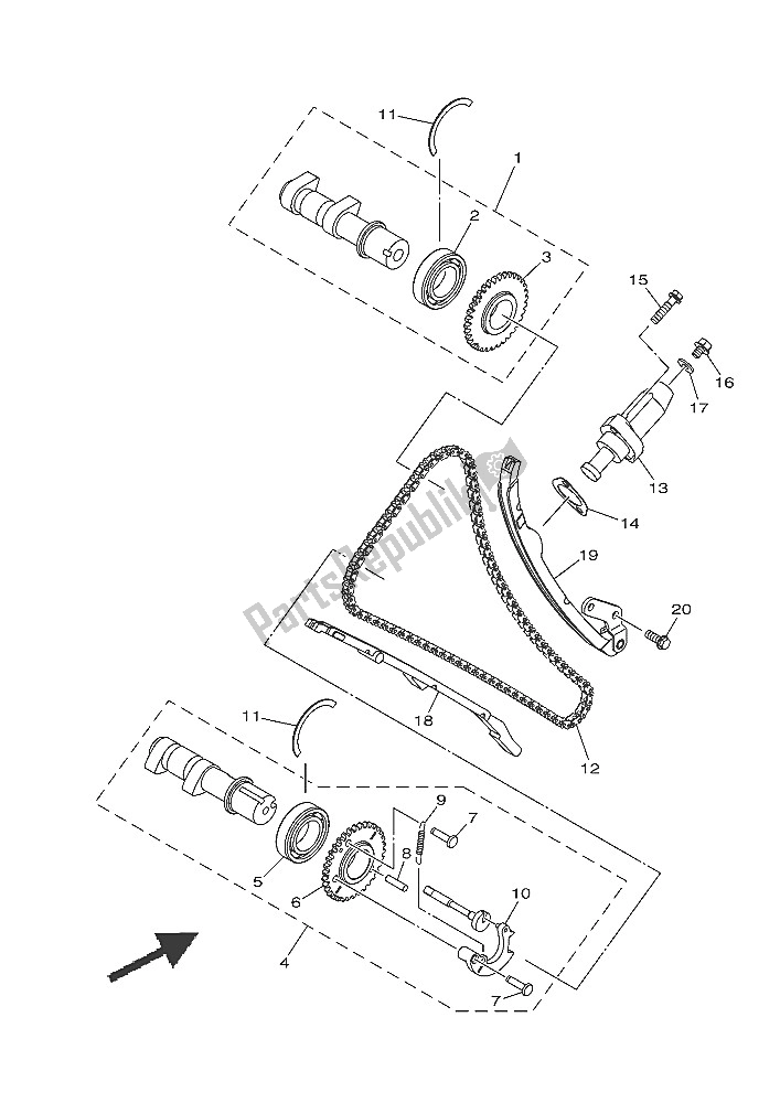 All parts for the Camshaft & Chain of the Yamaha YXE 700E 2016