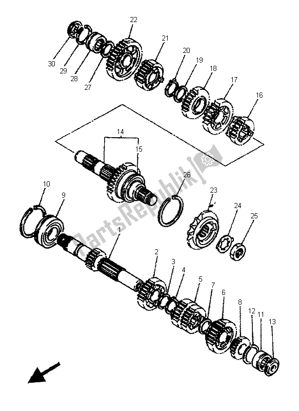 Tutte le parti per il Trasmissione del Yamaha XJ 600S Diversion 1996