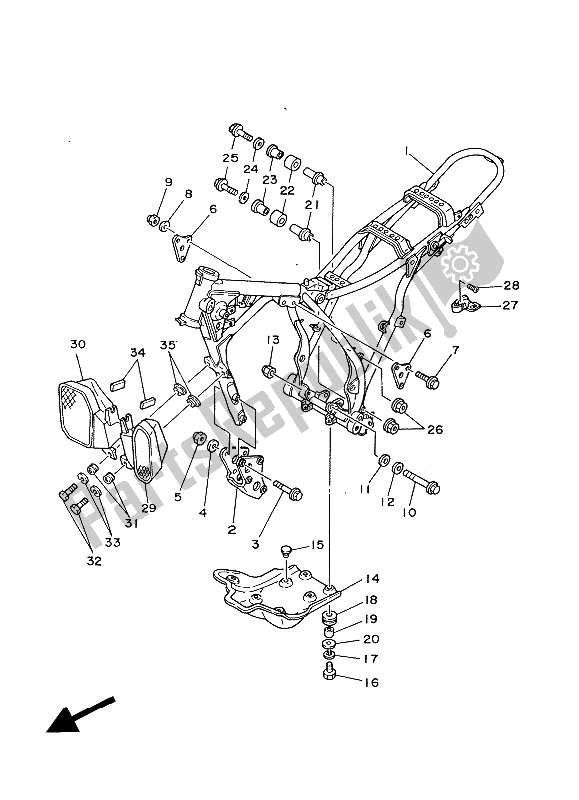 Tutte le parti per il Telaio del Yamaha XT 350 1988