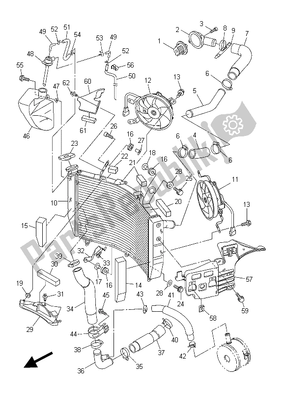 Alle onderdelen voor de Radiator Slang van de Yamaha YZF R6 600 2015