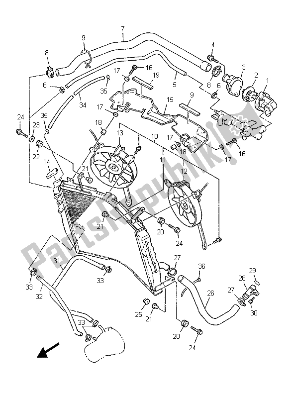 Tutte le parti per il Tubo Del Radiatore del Yamaha YZF 750R 1996