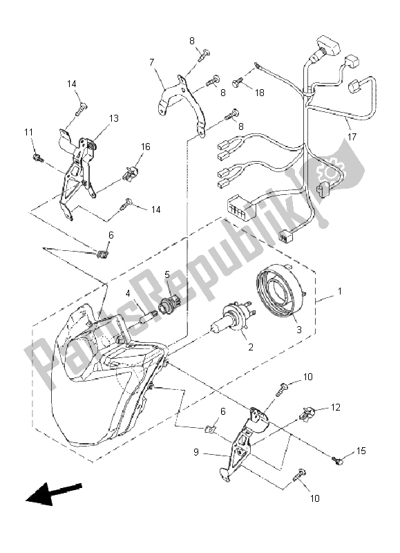 Alle onderdelen voor de Koplamp van de Yamaha XJ6F 600 2011