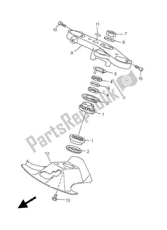 All parts for the Steering of the Yamaha YZF R1 1000 1999