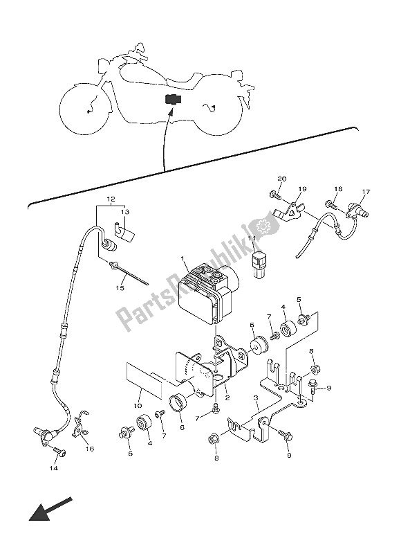 All parts for the Electrical 3 of the Yamaha XVS 950 CU 2016