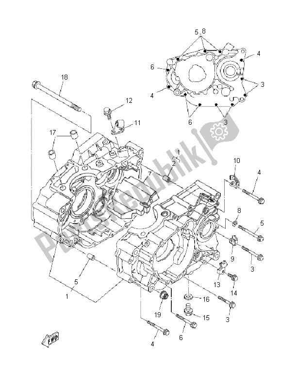 All parts for the Crankcase of the Yamaha YFM 250R 2011