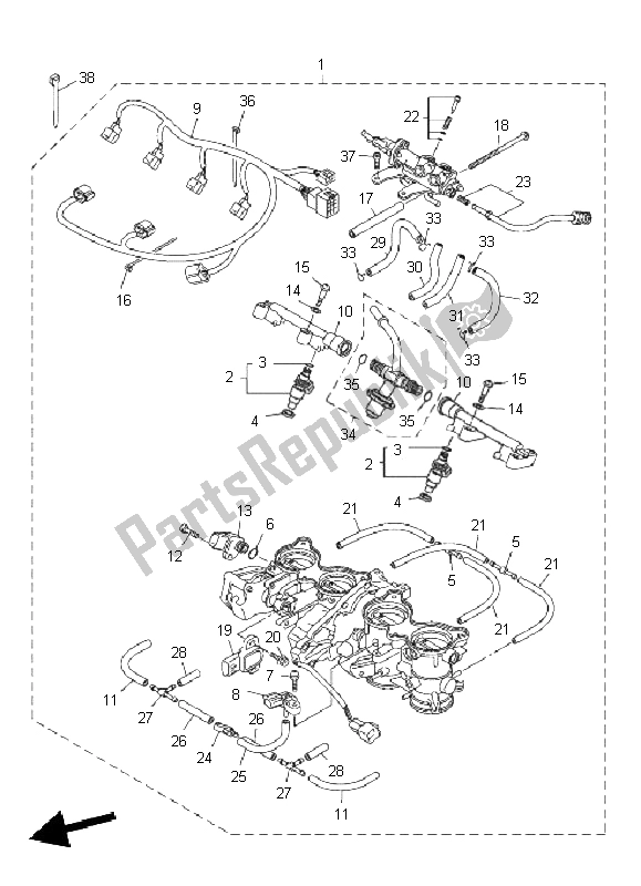 All parts for the Intake 2 of the Yamaha FZ8 SA Fazer 800 2011