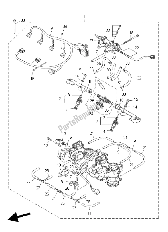 All parts for the Intake 2 of the Yamaha FZ8 SA Fazer 800 2011