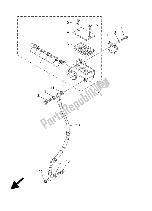 All parts for the Front Master Cylinder of the Yamaha XVS 125 Dragstar 2001