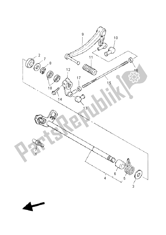 All parts for the Shift Shaft of the Yamaha XJR 1300 2008