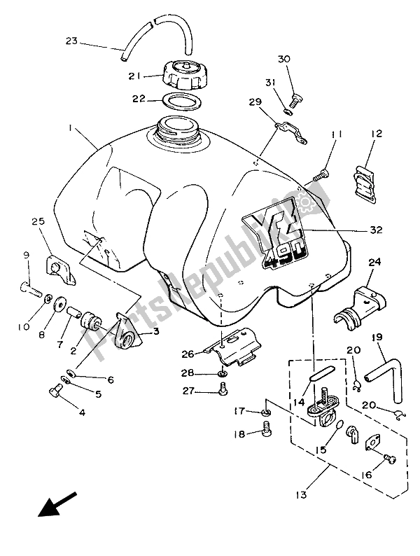 Toutes les pièces pour le Réservoir D'essence du Yamaha YZ 490 1987