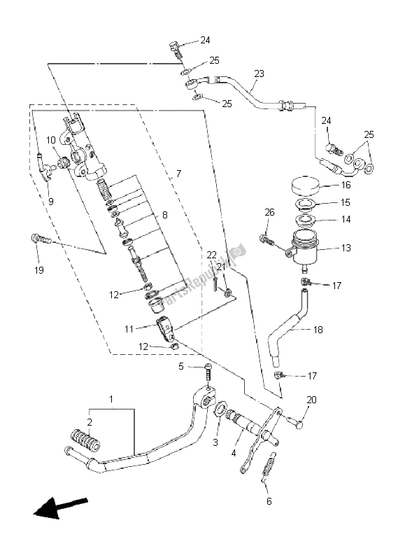 Todas las partes para Cilindro Maestro Trasero de Yamaha FZ6 SHG Fazer 600 2008