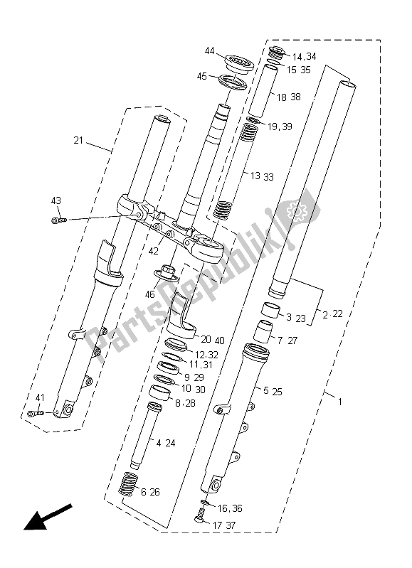 Wszystkie części do Przedni Widelec Yamaha XJ6 FA 600 2015