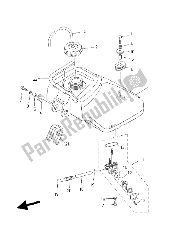 All parts for the Fuel Tank of the Yamaha YFM 80 Grizzly 2006