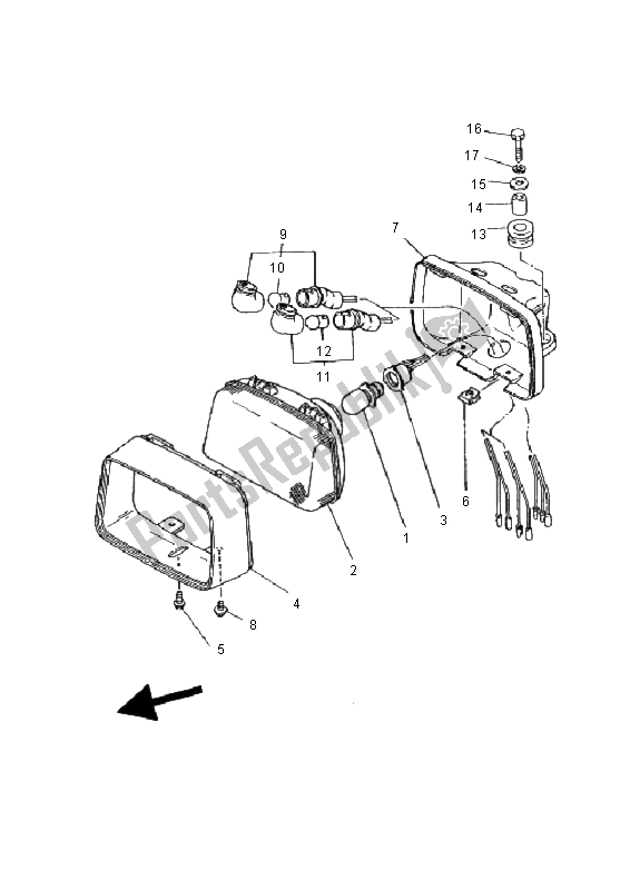 All parts for the Headlight of the Yamaha YFM 125 Breeze 2000