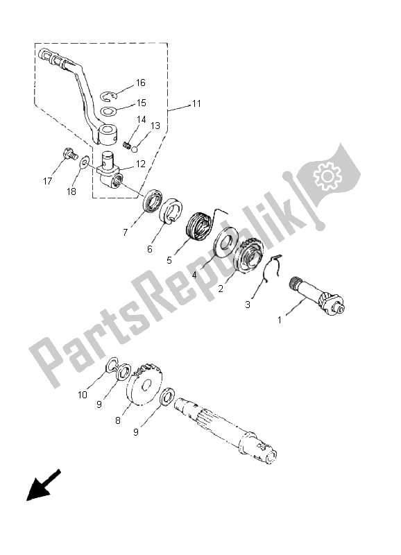 All parts for the Starter of the Yamaha YZ 80 SW LW 2001