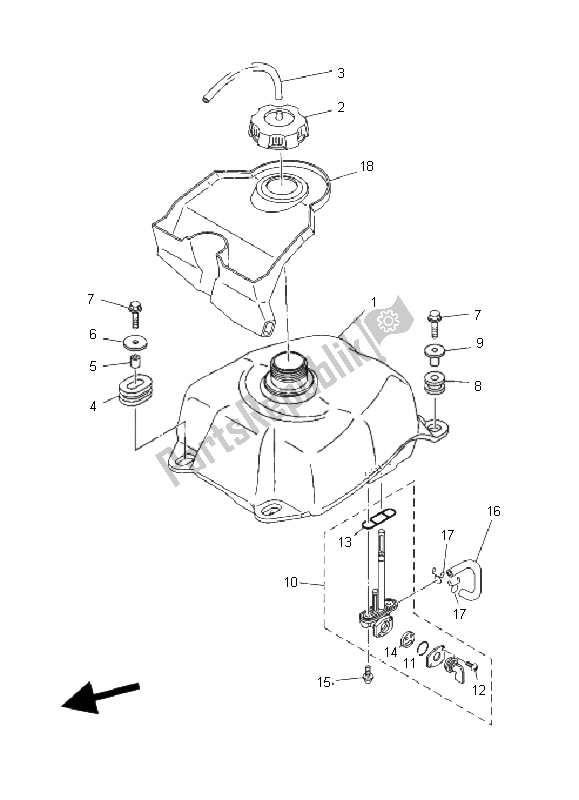 Todas las partes para Depósito De Combustible de Yamaha YFM 125 Grizzly 2006