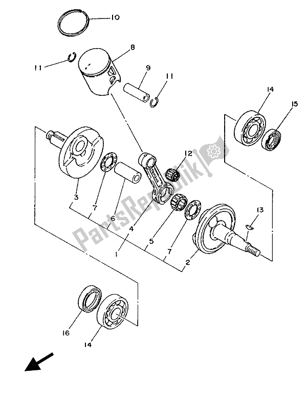 All parts for the Crankshaft & Piston of the Yamaha YZ 80 LC A 1990