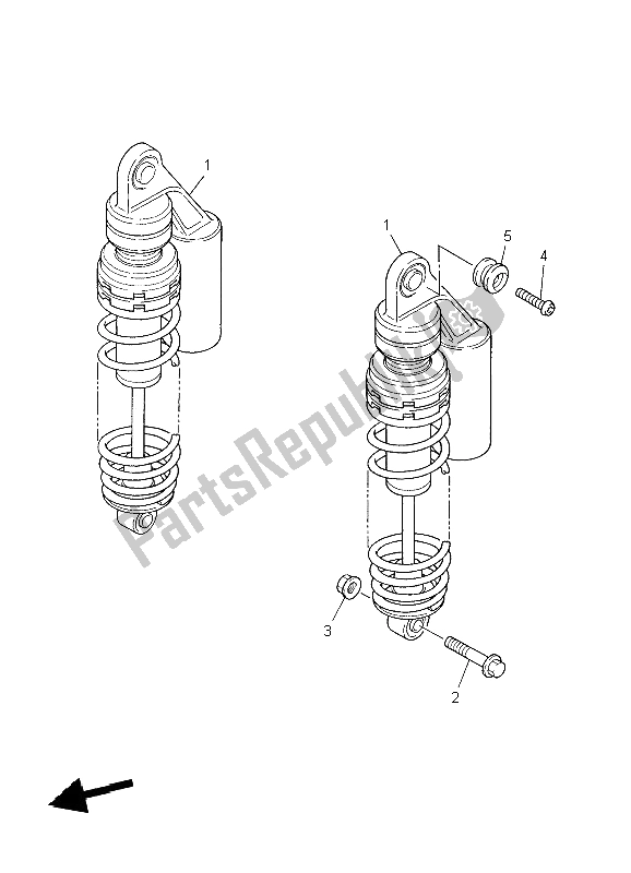 All parts for the Rear Suspension of the Yamaha XJR 1300 2004