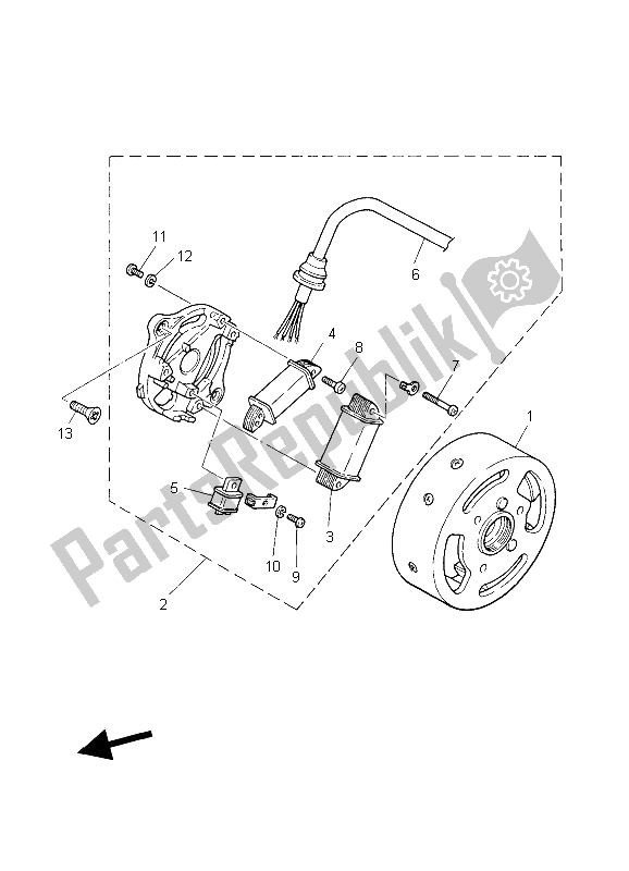 All parts for the Generator of the Yamaha PW 50 2006