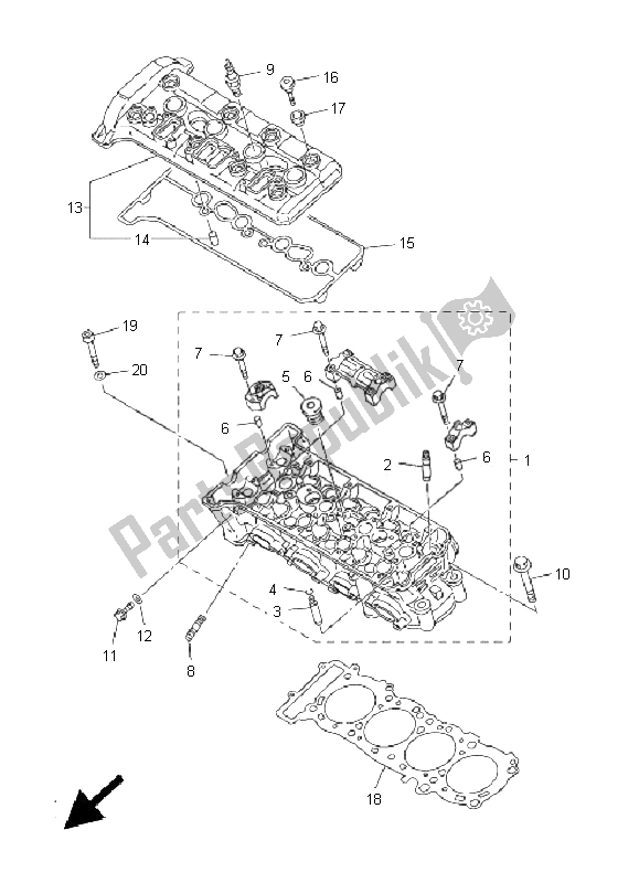 All parts for the Cylinder of the Yamaha FJR 1300 AS 2011