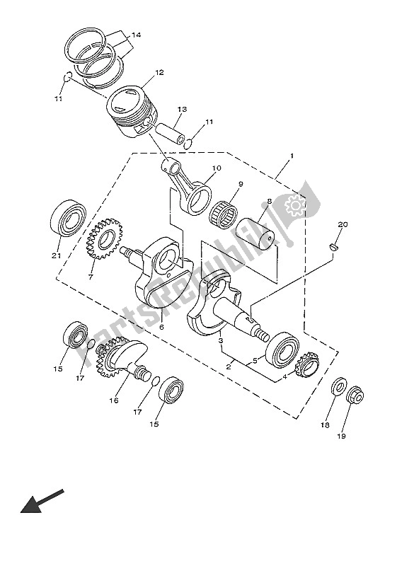 All parts for the Crankshaft & Piston of the Yamaha TT R 125 LWE 2016