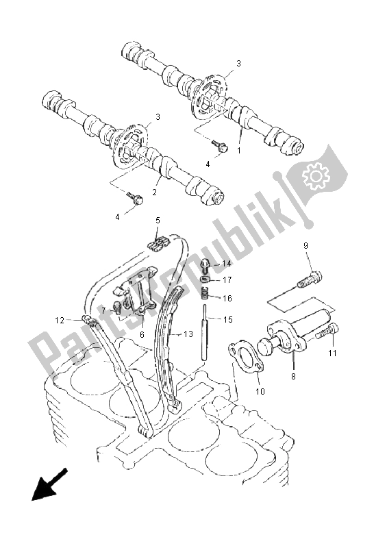 Alle onderdelen voor de Nokkenas & Ketting van de Yamaha XJR 1300 2001