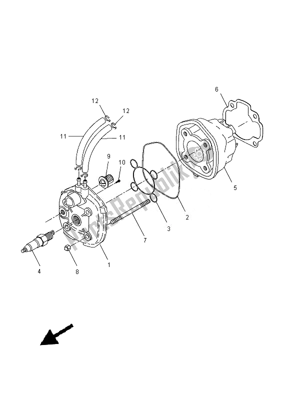 All parts for the Cylinder Head of the Yamaha NS 50 2013