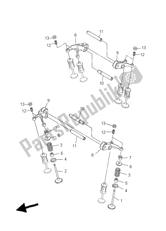 All parts for the Valve of the Yamaha XVS 1300A 2007