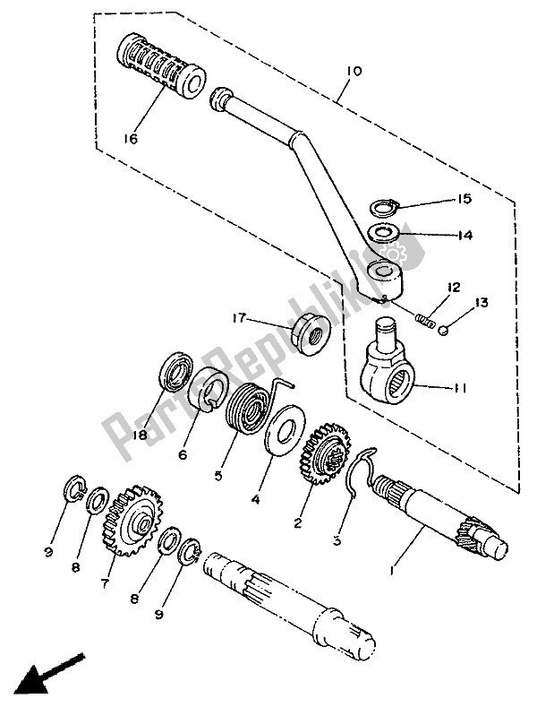 All parts for the Starter of the Yamaha DT 125E 1990