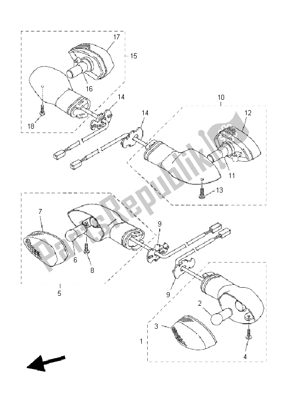 Tutte le parti per il Luce Lampeggiante del Yamaha FZ1 N Fazer 1000 2010