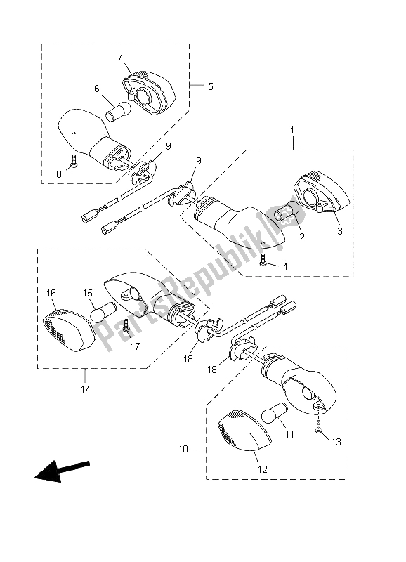 Wszystkie części do ? Wiat? O Migacza Yamaha MT 01S 1670 2009