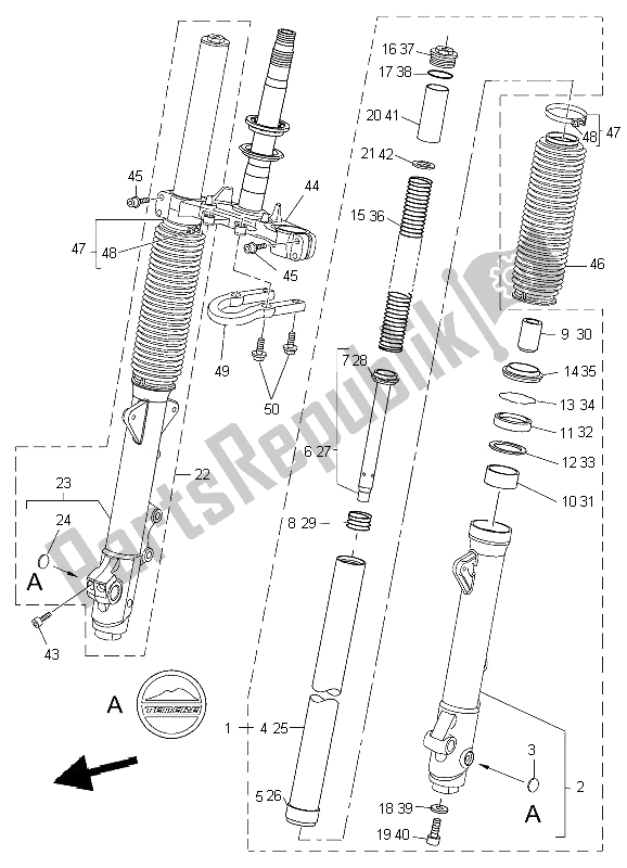 All parts for the Front Fork of the Yamaha XT 660Z Tenere 2009