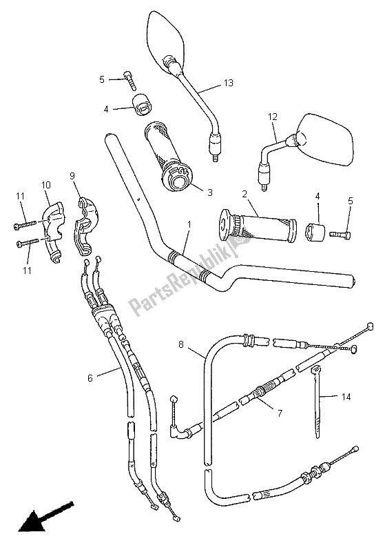All parts for the Steering Handle & Cable of the Yamaha XJ 600S Diversion 1998