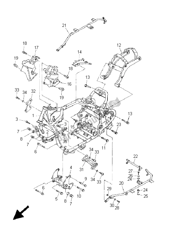 Toutes les pièces pour le Cadre du Yamaha Xvztf Royalstar Venture 1300 2001