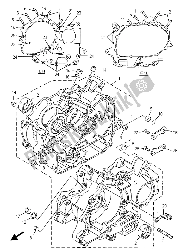 Tutte le parti per il Carter del Yamaha XV 535 Virago 1999