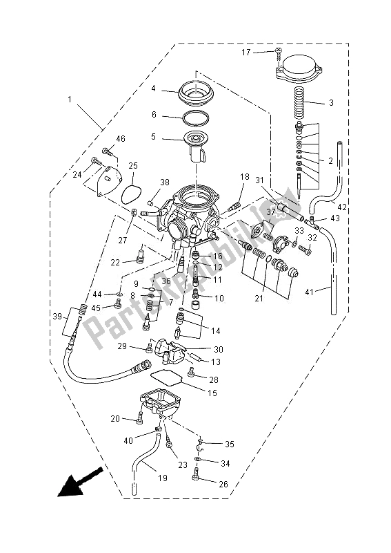 All parts for the Carburetor of the Yamaha YFM 350 FWA Grizzly 4X4 2013