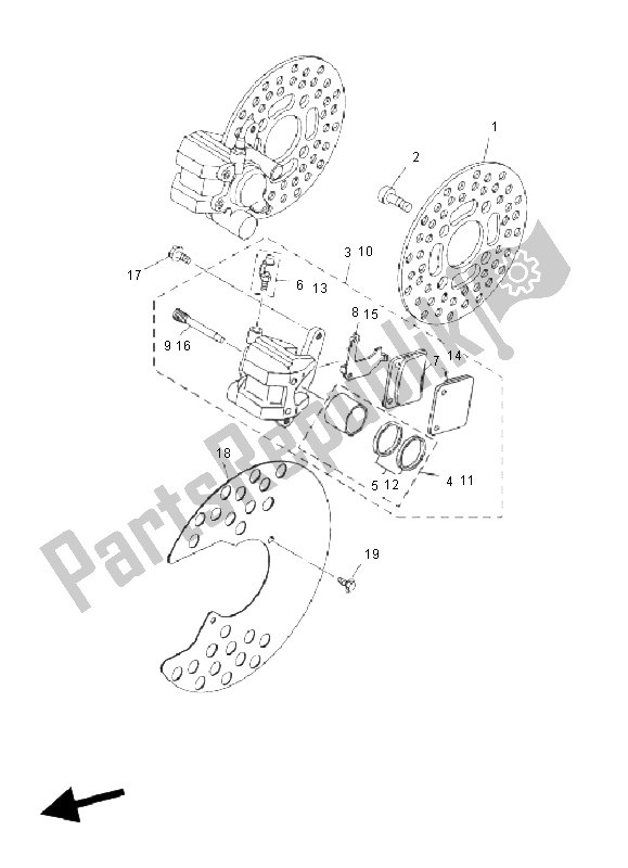 All parts for the Front Brake Caliper of the Yamaha YFM 250 Bear Tracker 2X4 2003