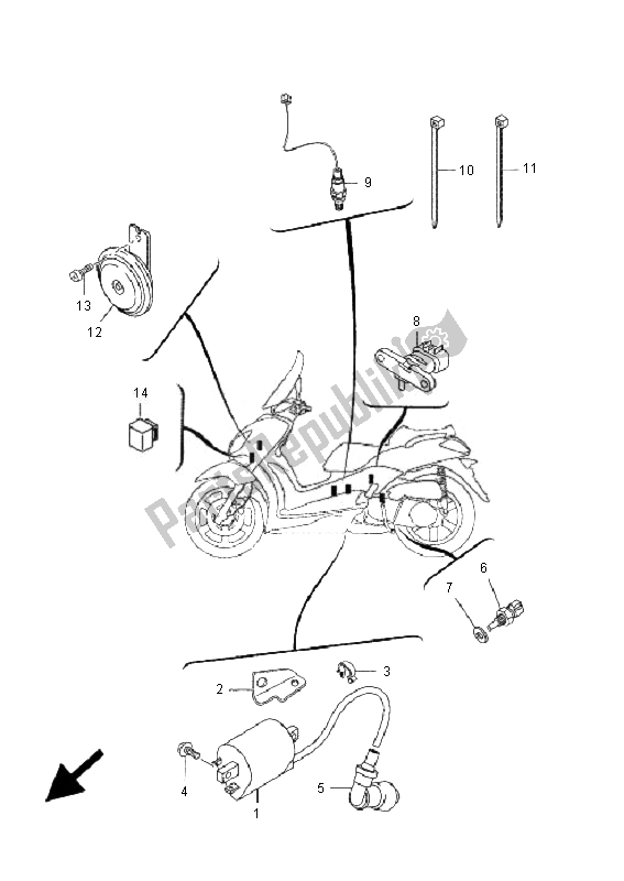 Wszystkie części do Elektryczny 2 Yamaha VP 250 X City 2007