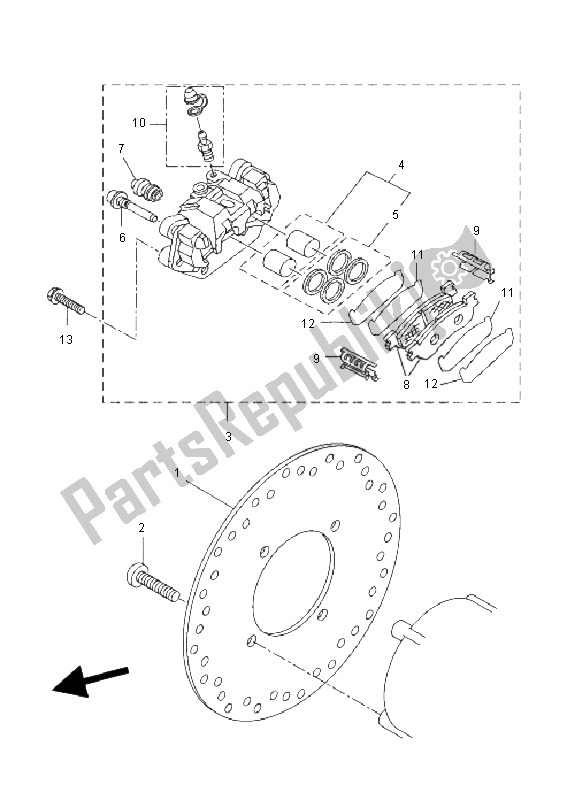 All parts for the Rear Brake Caliper of the Yamaha VP 250 X City 2011